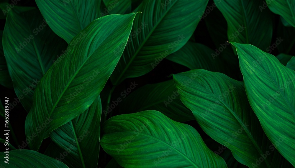 Fototapeta premium Lush green leaves, close-up view