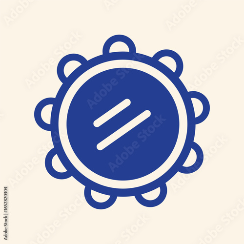 Vibrant blue tambourine icon for music, rhythm, and celebration, perfect for auditory themes.