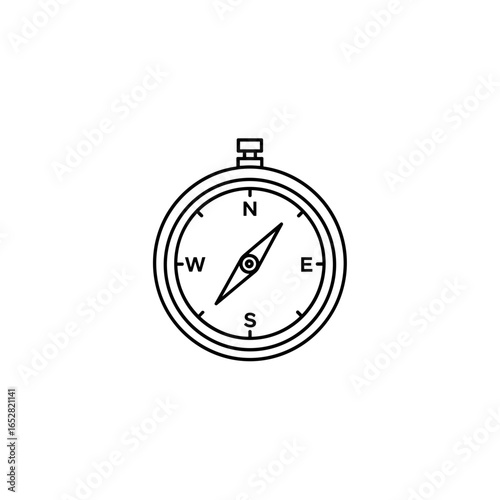 Simple black compass icon with cardinal directions indicated  outline icons on the theme of travel and navigation icon