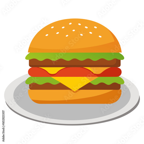 Vector art illustration of a fast food cheeseburger