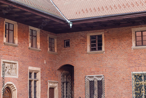 Wawel Royal Castle courtyard with red brick facade