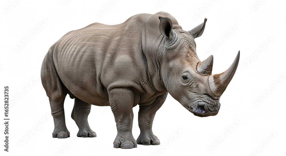 Fototapeta premium Majestic Rhino Portrait - White Background