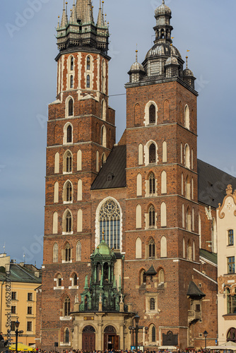 St. Mary's Basilica and Adam Mickiewicz Monument in Krakow