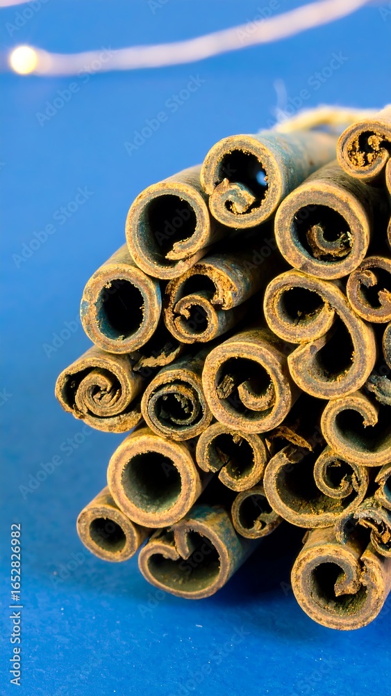 Fototapeta premium Cinnamon sticks clustered close together