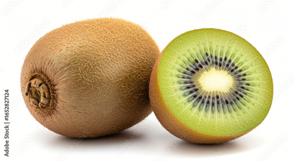 Obraz premium Kiwi Fruit Duo: Whole and Halved