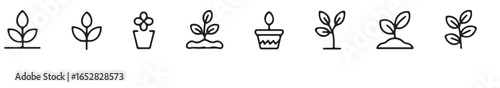 Comprehensive line icon set for gardening and agriculture featuring 30 distinct pictograms for growing food watering greenhouses farmers and plant cultivation on a clean white background