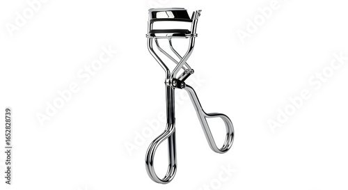 Eyelash curler with metallic shine, isolated on white background