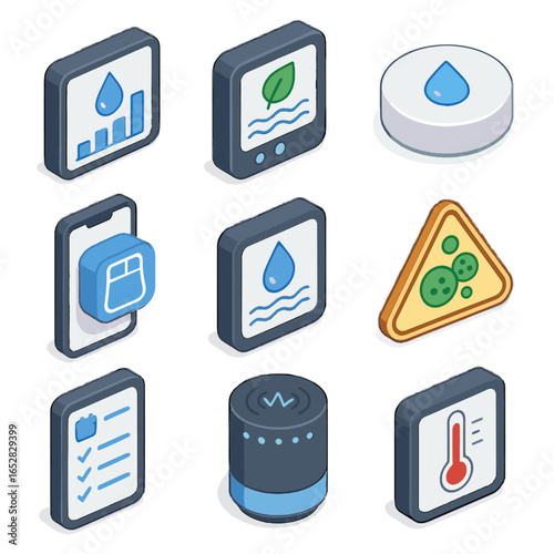 Digital screen tracker icons usage leak detector vector icon monitor bathroom monitoring