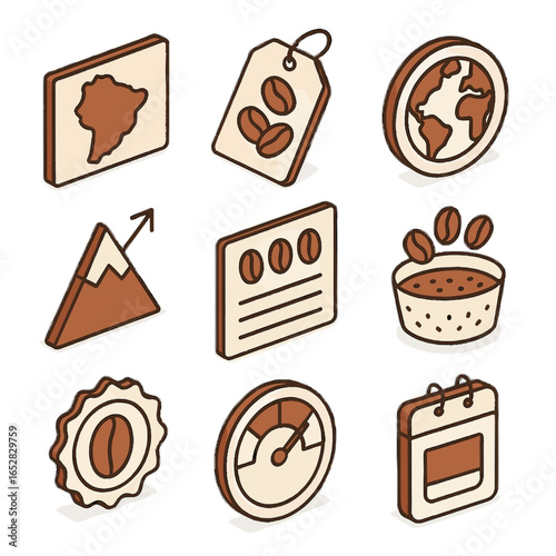Vector level tag label icon icons symbol isometric altitude card date profile