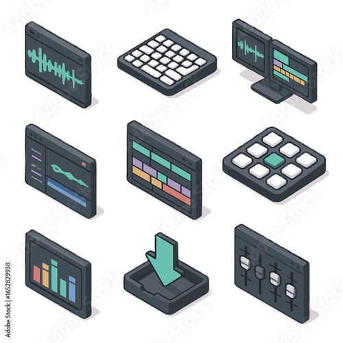 Tools podcast audio pad software dual vector keyboard icon sound editing monitor
