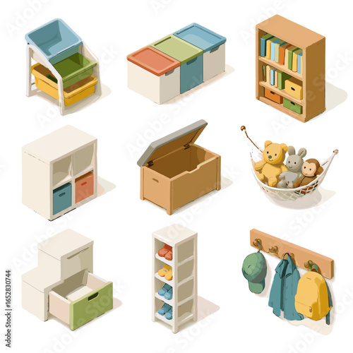 Wall box vector icon s room toy drawer hook children tower stuffed