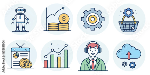 Digital Finance Icons Pack — Online Banking, Mobile Payments, Crypto, ATMs & Investment Dashboards