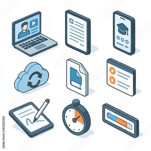 Mobile tablet icon vector tracker study file lesson cloud learning app online
