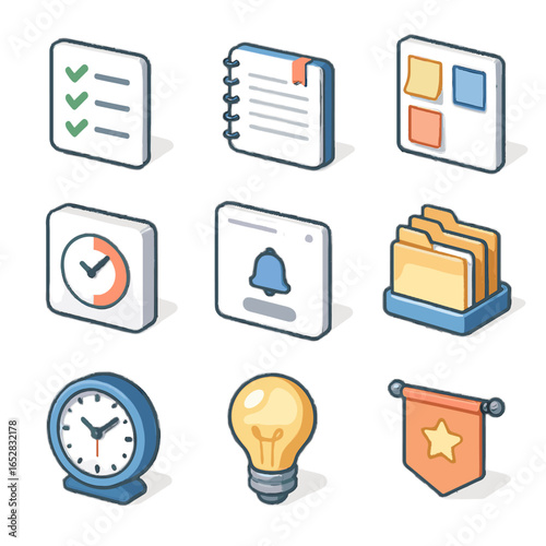 Notes folder widget digital reminder classroom desk icon icons vector clock light