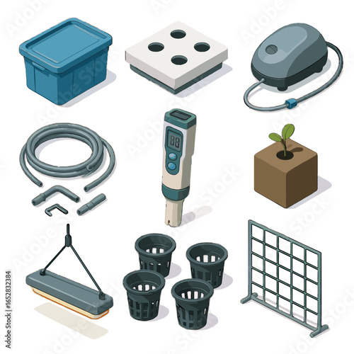 Icons pump plastic hanging diy icon vector aquarium hydroponics bin starter light