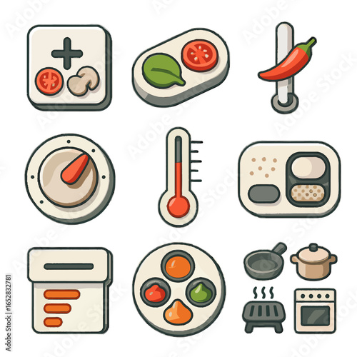 Interactive meter icon icons ingredient wheel dial cooking portion calorie food vector
