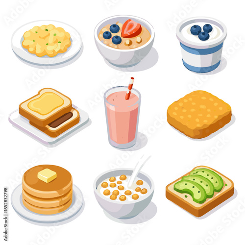 Portion icon vector x bowl breakfast avocado yogurt toast fruit eggs spreads