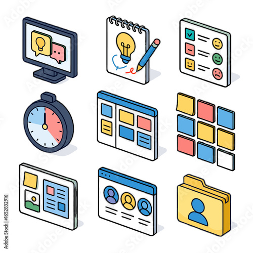 Collaborative folder team icon feedback icons vector sticky note virtual shared exchange