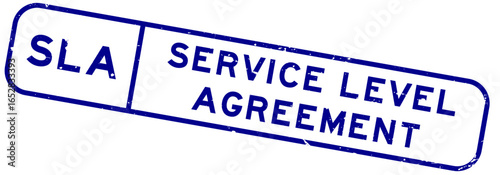 Grunge blue SLA Service level agreement word square rubber seal stamp on white background