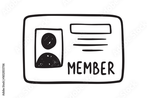 member id card icon doodle hand drawn. Outline line drawing clipart symbol