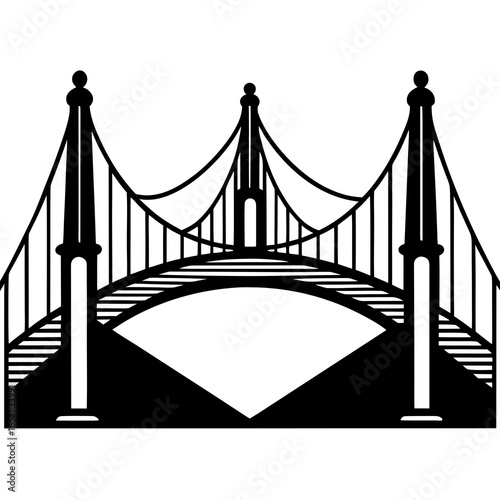 Golden gate bridge silhouette, vector illustration