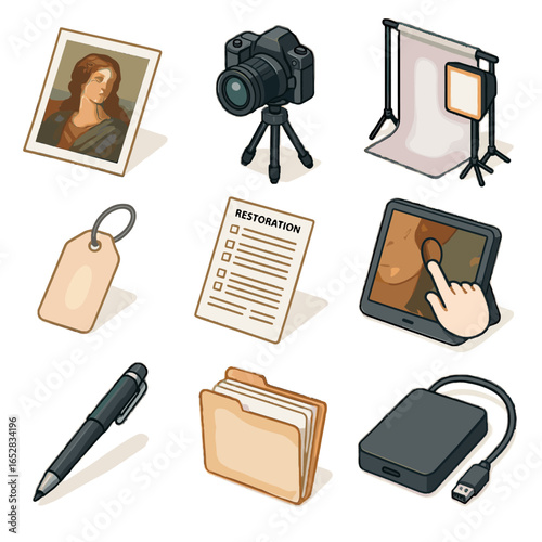 Archive vector icon icons camera artwork restoration art report documentation restored photo