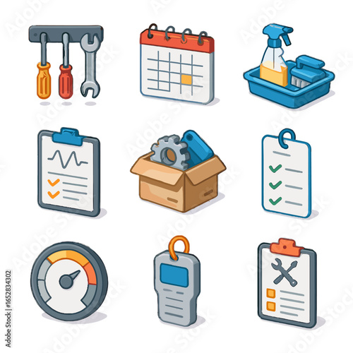 Calibration tray labeled zone rotation test board icons icon spare vector repair