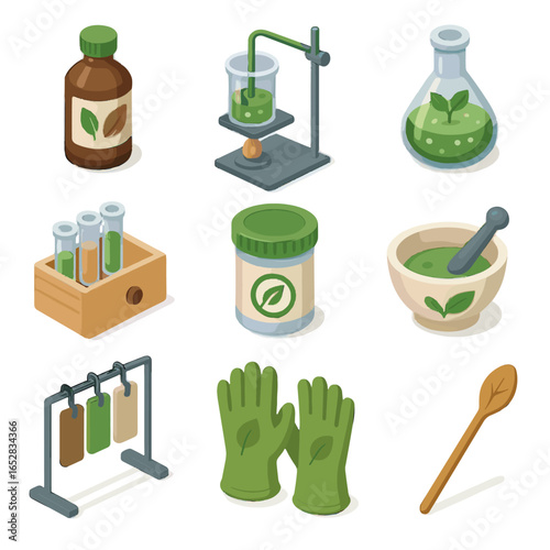 Blending vector chemistry eco bottle icons renewable setup plant icon container extract