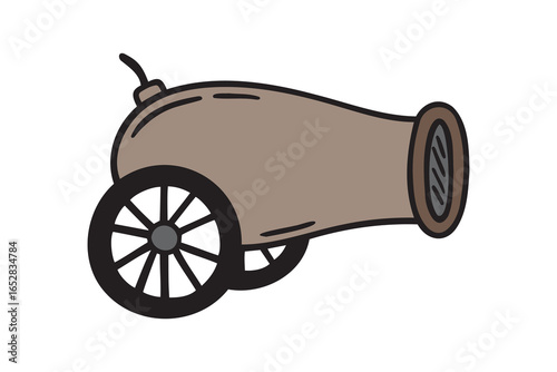 vintage cannon icon doodle hand drawn. Cartoon colorful drawing clipart symbol