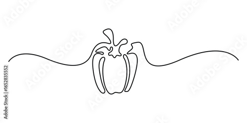 Continuous one line drawing of papper bell. Single line art style capsicum. Minimal line drawing bell papper vector illustration