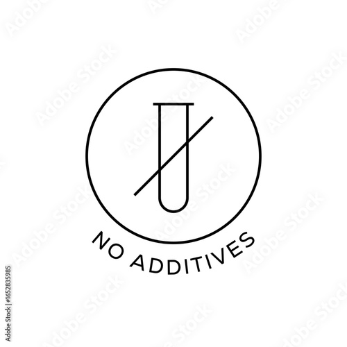 No Additives Badge Icon with Minimal Tube Symbol