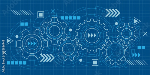 Gears. New technologies. Engineering industry. Futuristic circle elements. Vector illustration.