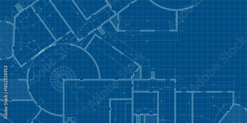 Architectural plan . Engineering design . House plan project . Industrial construction of houses . Vector illustration .
