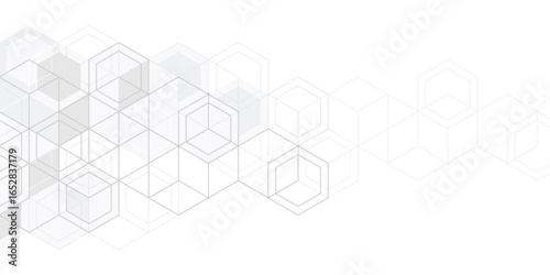 Linear geometric drawing. Abstract white background from cubes and lines.Vector illustration.