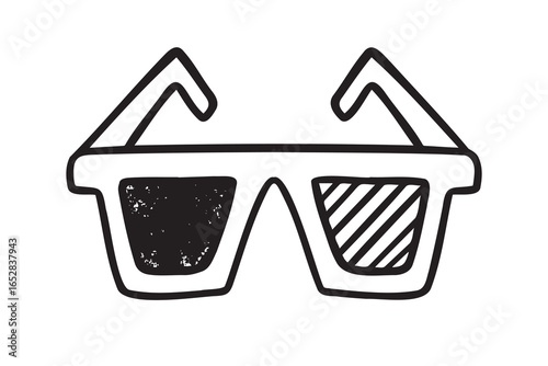 3d glasses icon doodle hand drawn. Outline line drawing clipart symbol