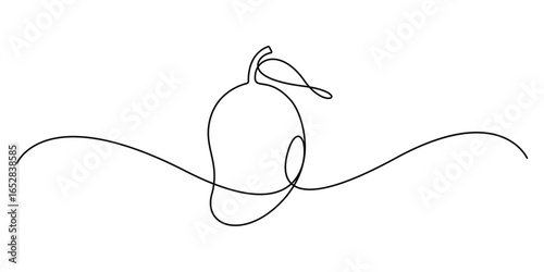 Continuous single line drawing of mango fruit with leaf. Mango fruit hand drawn one line art Mango fruit hand drawn single line art. Vector illustration