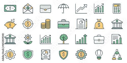 Digital Finance Icons Pack — Online Banking, Mobile Payments, Crypto, ATMs & Investment Dashboards
