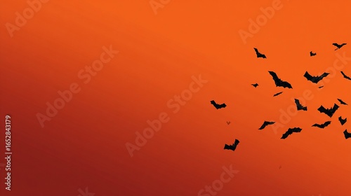 This Halloween black and orange gradient background with a minimalist bat silhouette is perfect for corporate and professional designs. It's a spooky yet elegant seasonal theme for festive branding.