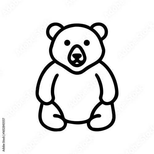 Simple outline drawing of a cute plush animal with round ears and a small nose sitting upright nicely