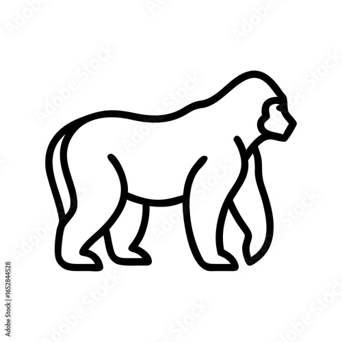 A majestic primate depicted in a simple outline standing with a powerful stance and thoughtful expression