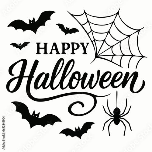 Happy Halloween bats spider web vector