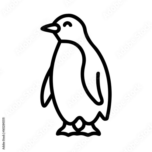 Outline depiction of a single penguin standing upright with a simple and minimalist design style seen here