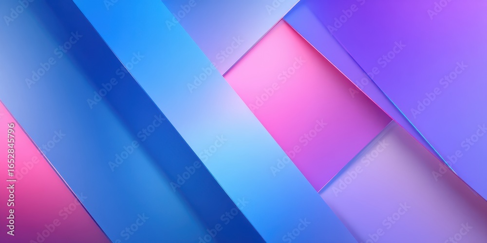 Obraz premium Dynamic composition of abstract geometric layers in vibrant shades of blue, purple, and pink.
