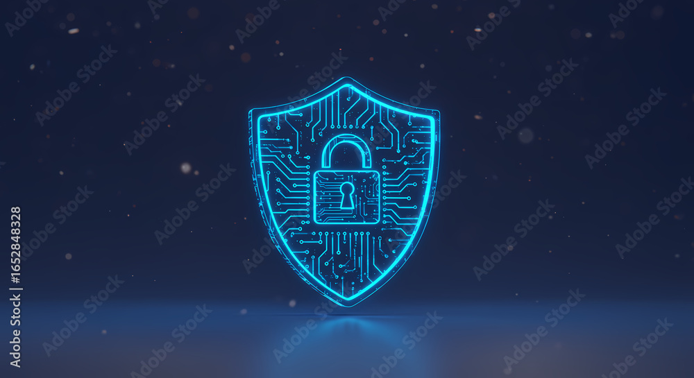 Fototapeta premium Cybersecurity Shield: Digital Protection, Data Security, Network Safety