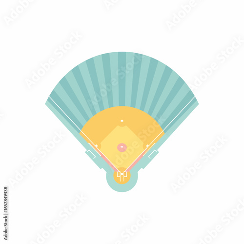 Stylized Baseball Field Illustration with Teal and Yellow Color Scheme.