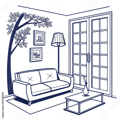 interior of a bedroom vector