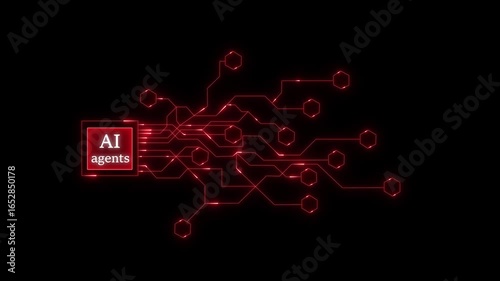 ai agents neon text - businessman working with virtual reality at office. AI Agents, Headlines Fast Scree international communication network concept. Multinational 4k neon.
