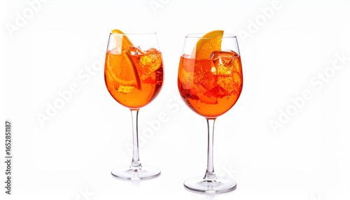 Elegant Duo of Wine Glasses Decorated with Fresh Orange Peels Evoking a Sense of Celebration and Joy