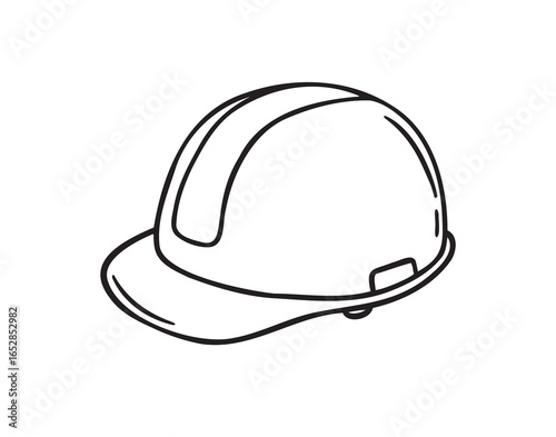 construction helmet icon doodle hand drawn. Outline line drawing clipart symbol