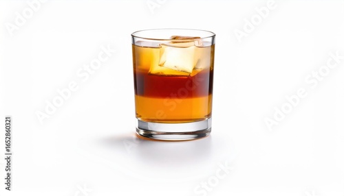 Elegant Glass of Golden Whiskey with Ice Cubes on the Side Capturing a Rich and Timeless Experience